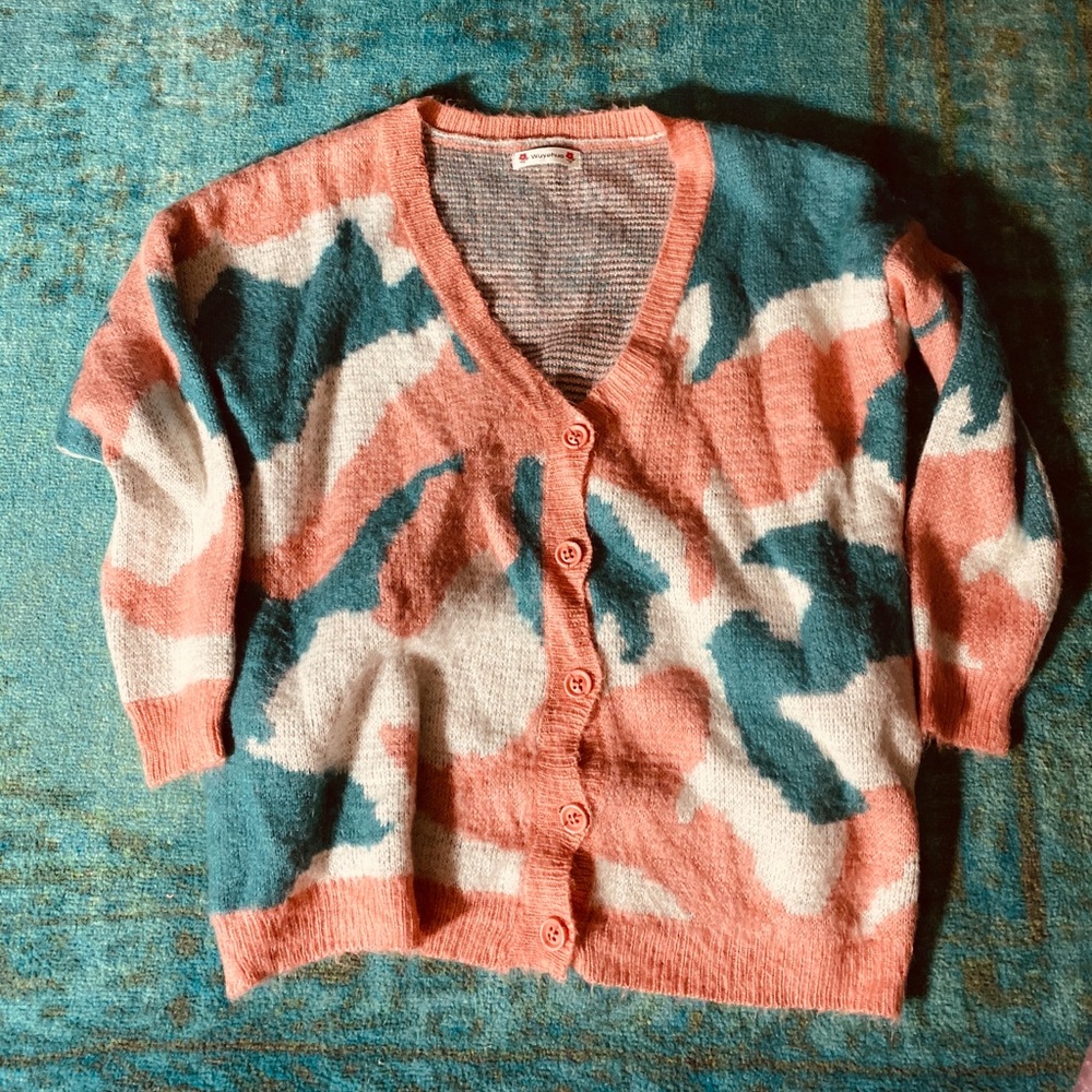 Pink & Green Camo Oversized Cardigan